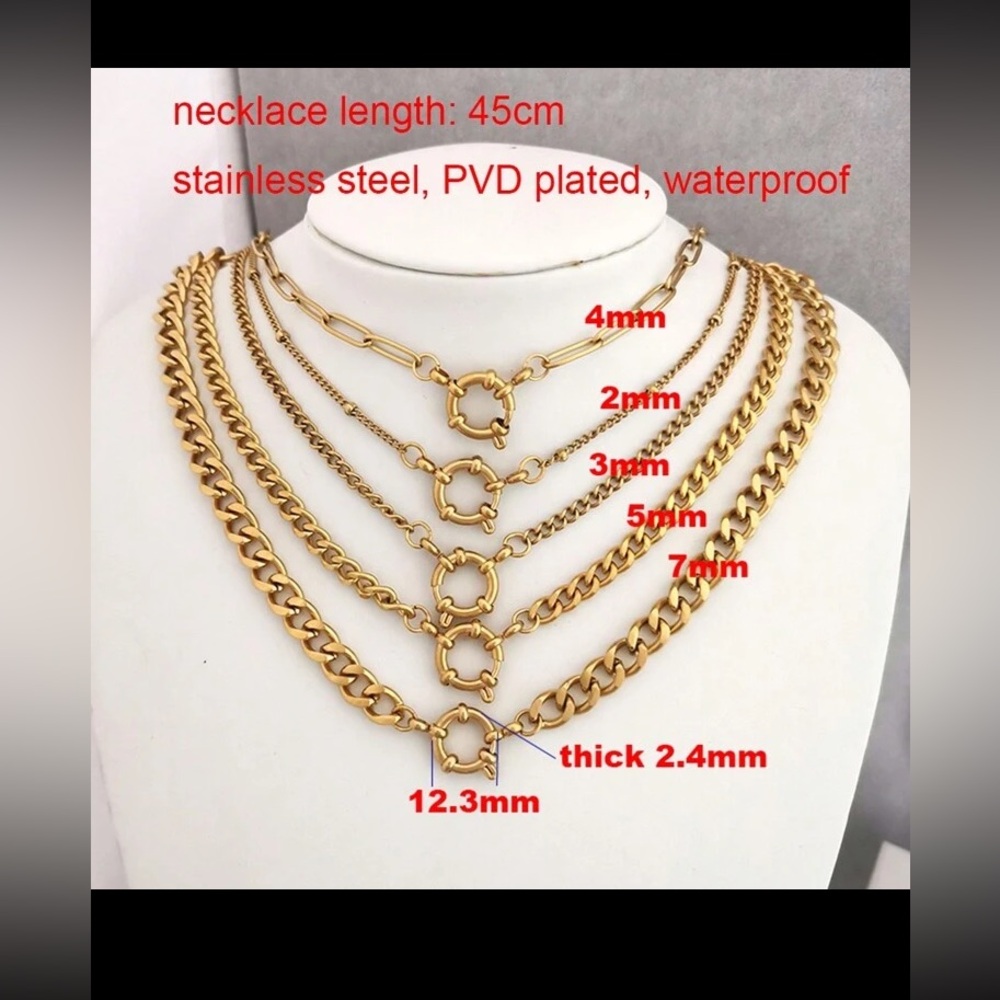 1pc Stainless Steel Necklace With Sailor Clasp, DIY Accessory For Women 7mm
